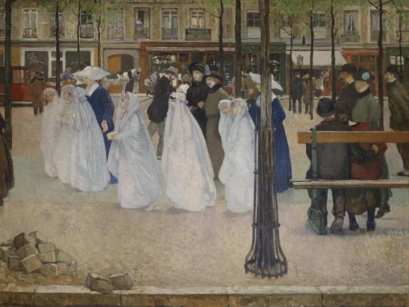 1865-Jules Adler - Primavera parigina, I comunicanti